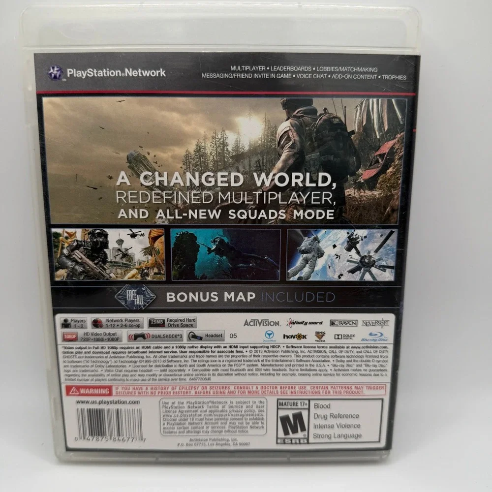 Call of Duty Ghosts Sony PlayStation 3 PS3 Activision Infinity Ward FPS Game